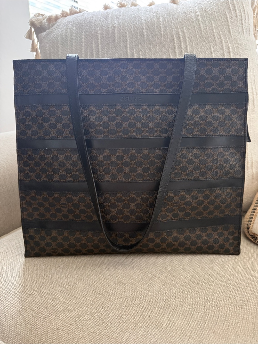 Authentic Vintage Black Celine Macadam Shoulder Bag Rare
